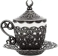 Турецька чашка Acar з блюдцем 110 мл темне срібло
