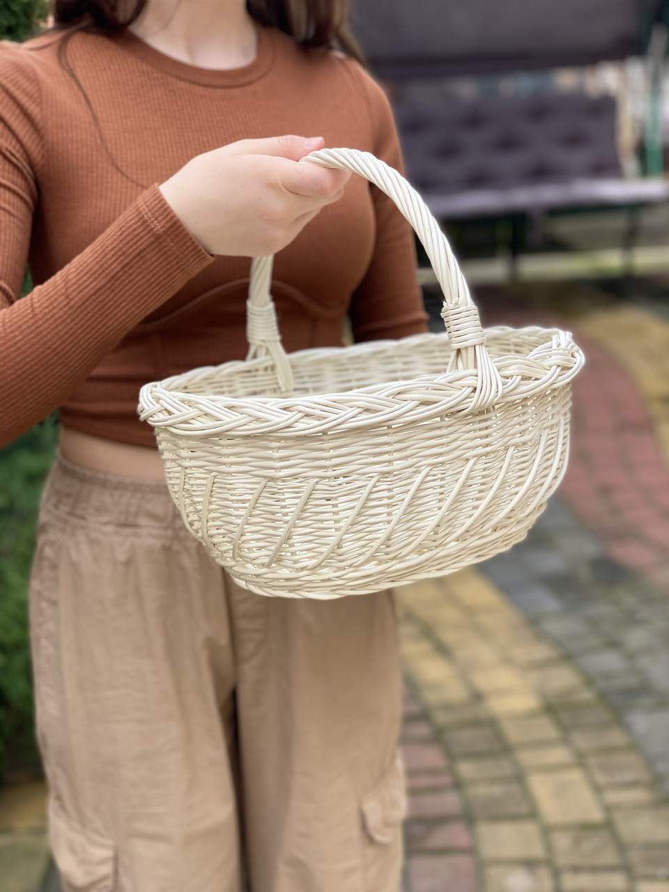 Кошик плетений з білої лози. Арт:3088, фото 1