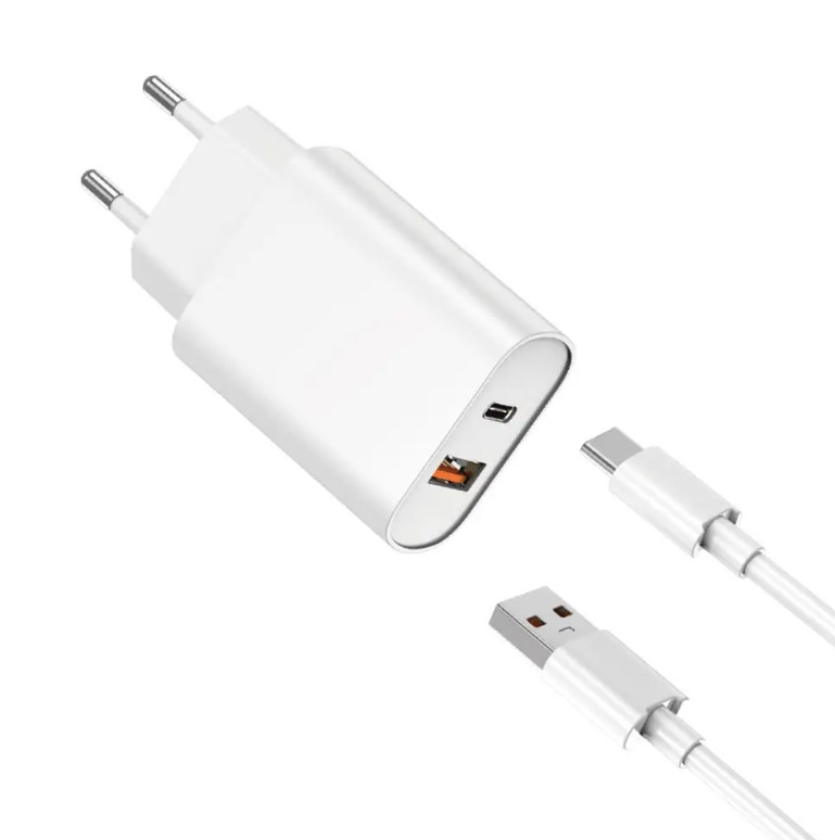 МЗП WIWU Wi-U002 PD QC charger set with EU plug USB to Type C White