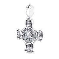 Серебряный крест с чернением Спас. Касперовская икона Божией Матери 13373 Оникс ET, код: 6732440