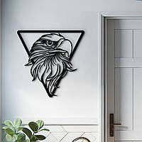 Интерьерная картина на стену, деревянный декор для дома "Орел в рамке", декоративное панно 60x60 см