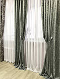 Комплект штор 2 штуки 220см х 260см сірий мармур велюр, фото 5