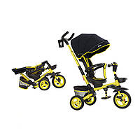 Велосипед трехколесный детский TILLY FLIP T-390/1 складной с родительской ручкой, желтый