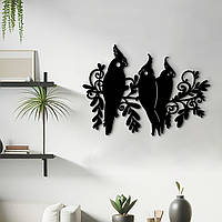 Сучасна картина на стіну, декор для кімнати "Компанія папуг", мінімалістичний стиль 25x18 см
