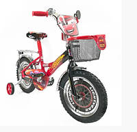 Велосипед детский двухколесный 18 дюймов Azimut Cars, принт тачки красный