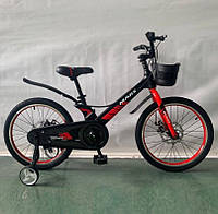 Велосипед двухколесный детский MARS-2 Evolution, магнезиевая рама, 20 дюймов колеса, с корзиной, красно-черный