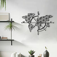 Интерьерная картина на стену, декор в комнату "Карта мира абстракционизм", стиль минимализм 70x50 см