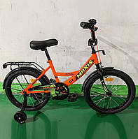 Велосипед детский двухколесный 18" дюймов Corso MAXIS CL-18964, багажник, звонок, боковые колеса, оранжевый