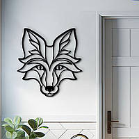 Современная картина на стену, декоративное панно из дерева "Волк орнамент", стиль лофт 20x20 см