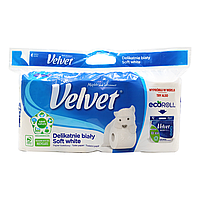 Туалетний папір Velvet Soft White тришаровий 150 відривів 8 рулонів KB, код: 7723536