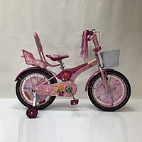 Велосипед дитячий двоколісний 20" дюймів Racer-girl з кошиком та сидінням для ляльки, рожевий