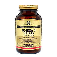 Омега-3, ЭПК и ДГК, Triple Strength, 700 мг, Solgar, 60 желатиновых капсул ET, код: 7288277