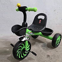 Велосипед детский трехколесный Best Trike SL-12960 колеса EVA, стальная рама, звонок, 2 корзины, зеленый