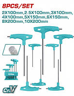 Набор шестигранных ключей TOTAL THHW80816, Т-образная рукоятка, 8шт (код 1541877)