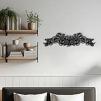 Декоративное панно на стену, деревянный декор для дома "Цветочный узор", картина лофт 70x20 см