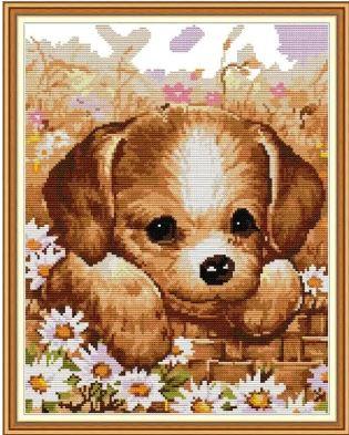 Набір для вишивання за нанесеною на канву схемою "Dog".AIDA 14CT printed , 31*38 см