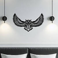 Декор в комнату, современная картина на стену "Размах крыльев совы", декоративное панно 40x25 см