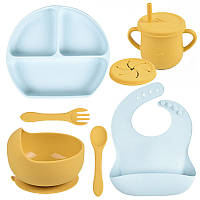 Набор силиконовой посуды 2Life Y5+Y28 из 7 предметов Голубой и Желтый (v-11658) EJ, код: 8404560