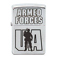 Зажигалка бензиновая Zippo Street Chrome 207 с гравировкой UA Armed Forces Серебристая (207 A EJ, код: 7621306