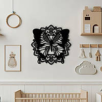 Декоративное панно из дерева, интерьерная картина на стену "Бабочка мандала", стиль минимализм 20x20 см