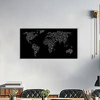 Настенный декор для дома, картина лофт "Карта мира контур", декоративное панно 70x35 см