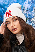 Модна молодіжна шапка-ковпак (6089) Braxton білий + червоний 56-59 QT, код: 6767462