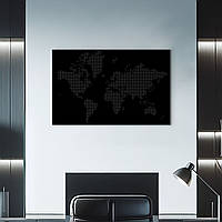 Интерьерная картина на стену, деревянный декор для дома "Карта мира модерн", декоративное панно 30x20 см