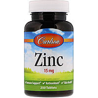 Цинк Zinc Carlson Labs 15 мг 250 таб. UP, код: 7288033