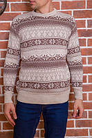 Мужской свитер с новогодним принтом бежевый 161R776 Ager M EJ, код: 8231778