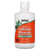Коллоидные Минералы, с натуральным вкусом малины, Colloidal Minerals, Now Foods, 946 мл UP, код: 6826759