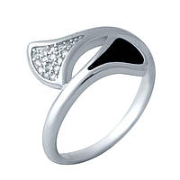 Серебряное кольцо SilverBreeze с натуральным ониксом 2038474 16 размер UP, код: 1638233