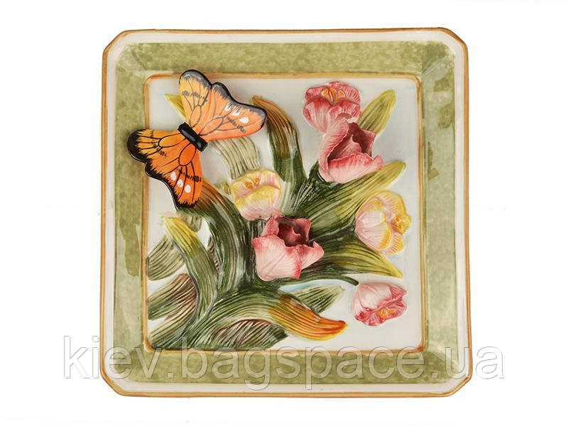 Декоративна тарілка Метелик у тюльпанах Lefard AL10855 KB, код: 7424771