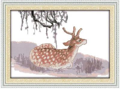 Набір для вишивання за нанесеною на канву схемою "Deer".AIDA 14CT printed , 45*32 см, фото 1