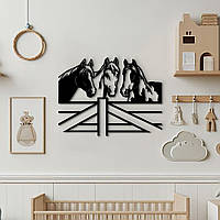 Декор для комнаты, интерьерная картина на стену "Лошади - семейное фото", оригинальный подарок 30x23 см