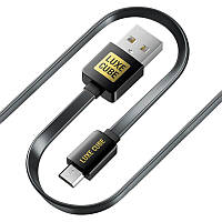 Кабель Luxe Cube Flat USB-microUSB, 1м, черный (2231252966013) EJ, код: 6719067