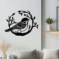 Интерьерная картина из дерева, современный декор стен "Птичка", оригинальный подарок 95x70 см