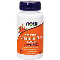 Витамин D NOW Foods Vitamin D-3 1,000 IU 180 Softgels EJ, код: 7518611