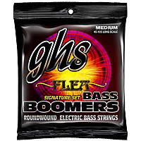 Струны для бас-гитары GHS M3045F Flea Signature Boomers Roundwound Medium 4-String Bass 45 10 PZ, код: 6556061