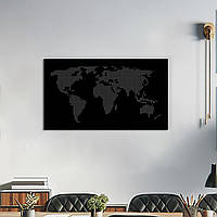 Декор в кімнату, сучасна картина на стіну "Карта світу з крапок", декоративне панно 30x18 см