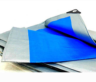 Тент проти дощу та снігу 6х10 м, затінювальний 180 г/м2 (сірий/синій)