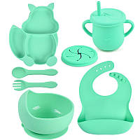 Набор детской силиконовой посуды 2Life Y13 7 шт Зеленый (vol-10084) PZ, код: 7824060