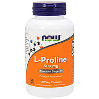 Пролин L-Proline Now Foods 500 мг 120 вегетарианских капсул PK, код: 7701237