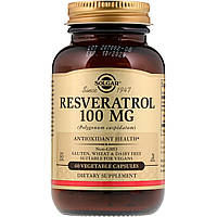 Ресвератрол, Resveratrol, Solgar, 100 мг, 60 вегетарианских капсул PK, код: 7408920