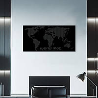 Современный декор стен, интерьерная картина из дерева "Абстрактная карта мира", оригинальный подарок 30x15 см