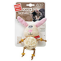 Игрушка для котов GiGwi Зайчик с плетеным мячиком и колокольчиком Catchscratch 10 см Оранжевы VK, код: 7687778