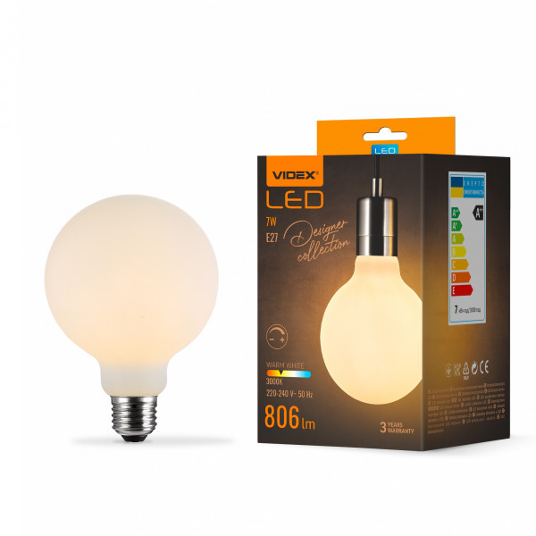 LED-лампа VIDEX Filament VL-DG80MO 7W E27 3000K Porcelain dimmable