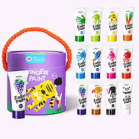 Дитячі пальчикові фарби Jar Melo 12 кольорів по 60 мл (JA91418) KC, код: 8327258