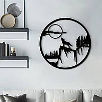 Деревянная картина на стену, декор в комнату "Волк один на один с природой", стиль минимализм 20x20 см