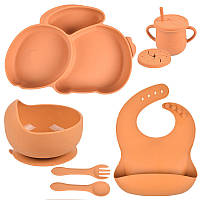 Набор силиконовой посуды 2Life Y25 из 7 предметов на присоске Оранжевый (v-11294) PZ, код: 8238970
