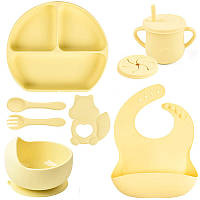 Набор детской посуды на присоске 2Life Y11 из 7 предметов Желтый (v-11344) PZ, код: 8290561